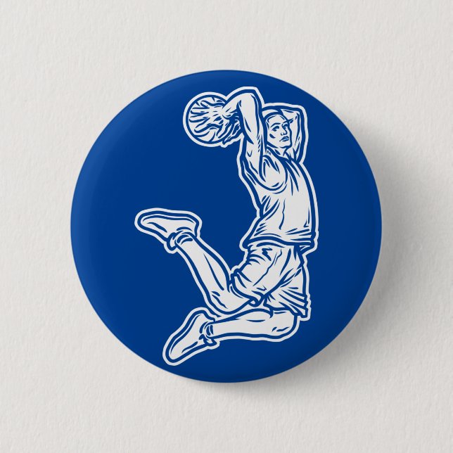 Basketball Player Doing Slam Dunk Light Design 6 Cm Round Badge (Front)