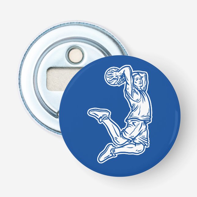 Basketball Player Doing Slam Dunk Light Design Bottle Opener (Front)