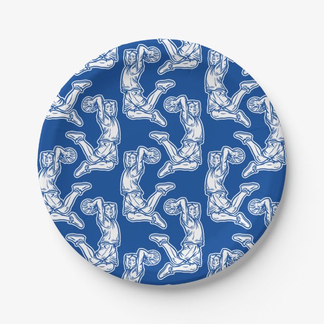 Basketball Player Doing Slam Dunk Light Design Paper Plate (Front)
