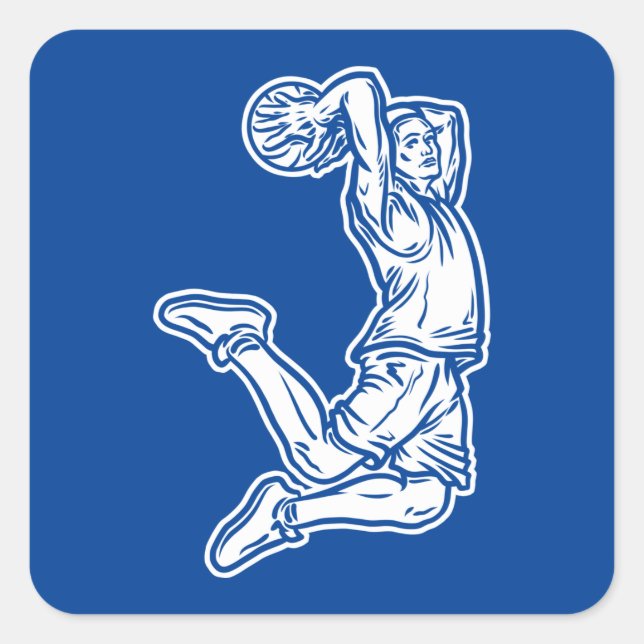 Basketball Player Doing Slam Dunk Light Design Square Sticker (Front)