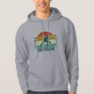 Basketball player dribbling vintage retro sunset hoodie
