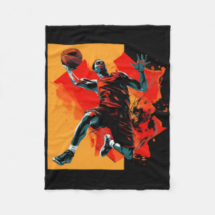 Basketball Player Dunking Basket  Fleece Blanket
