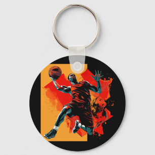 Basketball Player Dunking Basket Key Ring