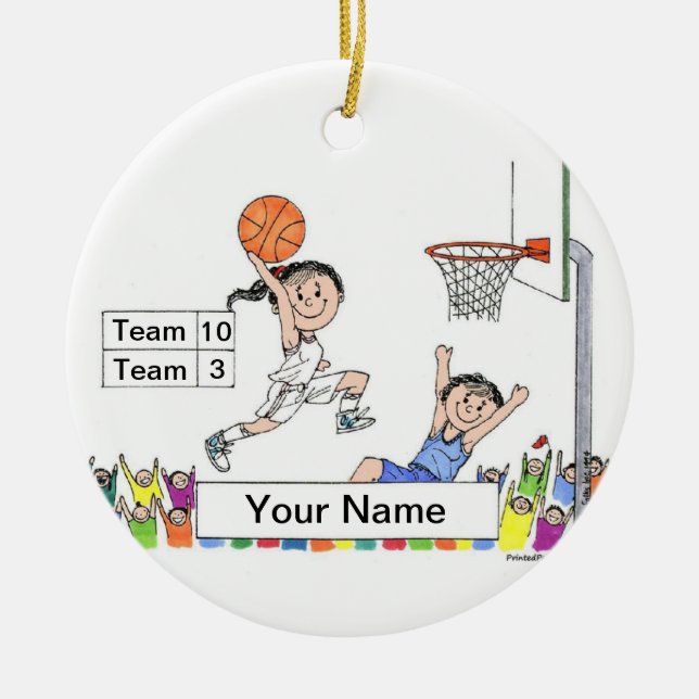 Basketball Player - female Ceramic Tree Decoration (Front)
