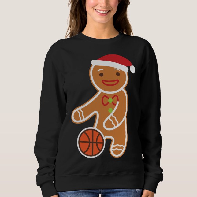Basketball Player Gingerbread Funny Christmas Sweatshirt (Front)