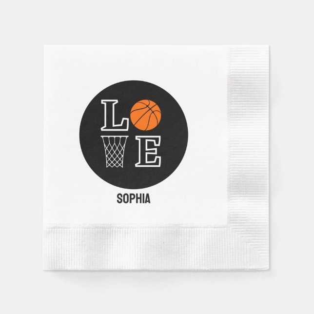 Basketball Player Girl, Basketball Girl  Birthday Napkin (Front)