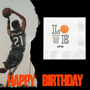 Basketball Player Girl, Basketball Girl  Birthday Napkin