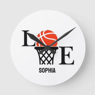 Basketball Player Girl, Basketball Girl  Birthday Round Clock