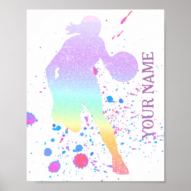 Basketball Player Girl Coach Gradient Team Court  Poster (Front)