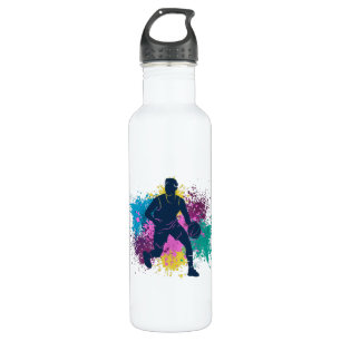 Basketball Player Grungy Colour Splashes 710 Ml Water Bottle
