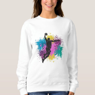 Basketball Player Grungy Colour Splashes Sweatshirt