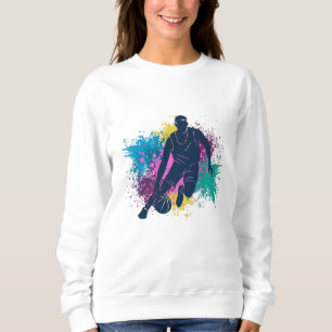 Basketball Player Grungy Colour Splashes Sweatshirt