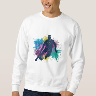 Basketball Player Grungy Colour Splashes Sweatshirt