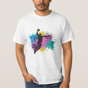 Basketball Player Grungy Colour Splashes T-Shirt