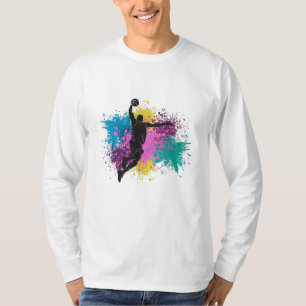 Basketball Player Grungy Colour Splashes T-Shirt
