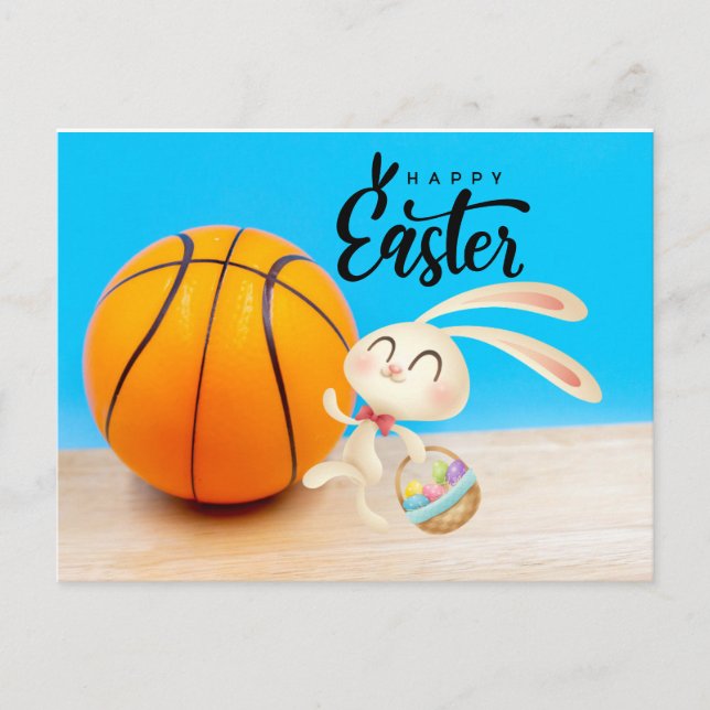 Basketball Player Happy Easter Holiday Postcard (Front)