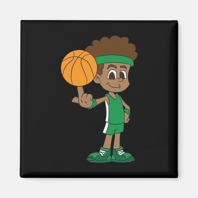 Basketball Player Has Basketball Turned On Finger  Magnet (Front)