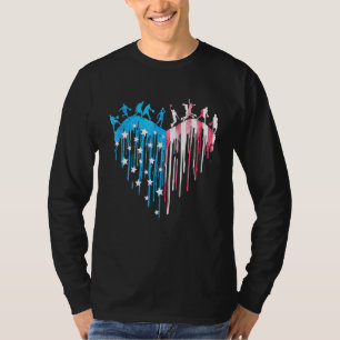 Basketball Player Heart American Flag Watercolor T-Shirt