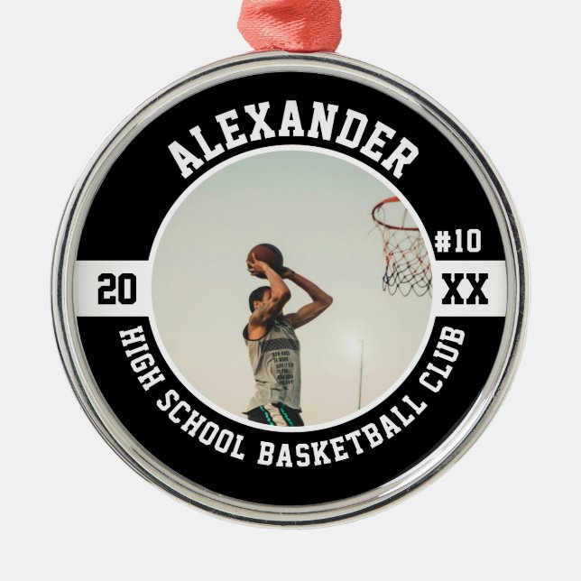 Basketball Player High School Team Senior Night Metal Tree Decoration (Front)