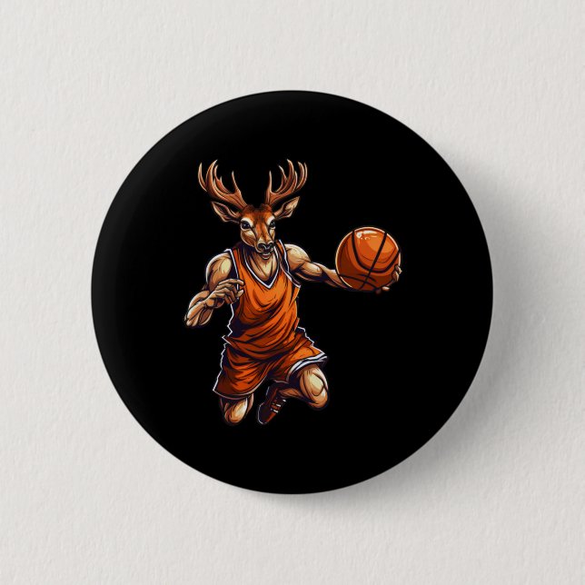 Basketball Player Hirsch  6 Cm Round Badge (Front)
