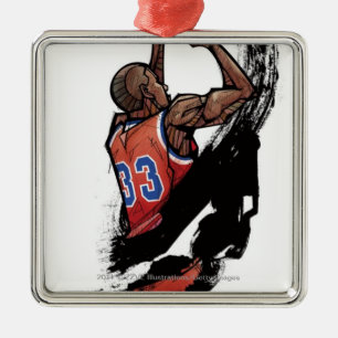 Basketball player holding ball metal tree decoration