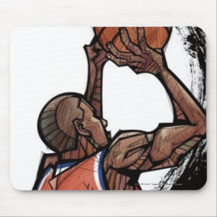 Basketball player holding ball mouse pad
