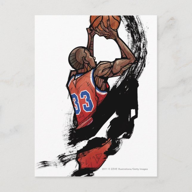 Basketball player holding ball postcard (Front)