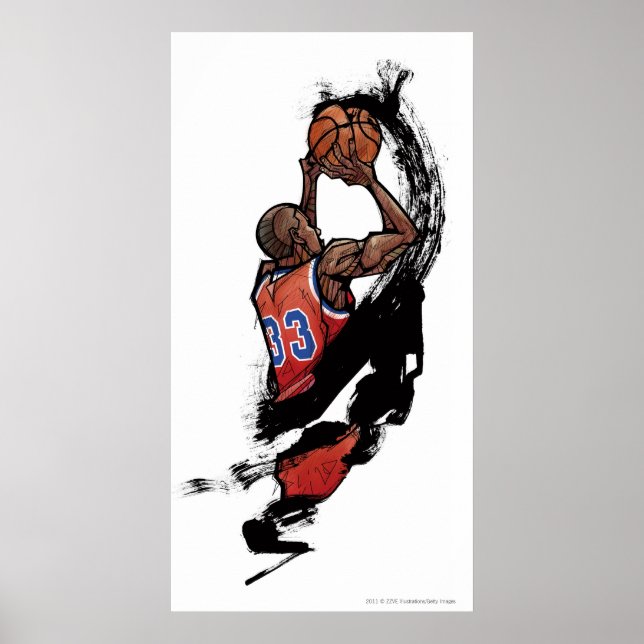 Basketball player holding ball poster (Front)