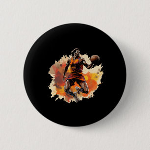 Basketball Player In Art Design 1 6 Cm Round Badge