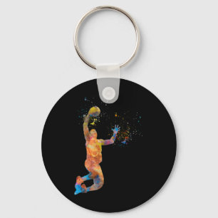 Basketball Player In Watercolor Playing  Key Ring
