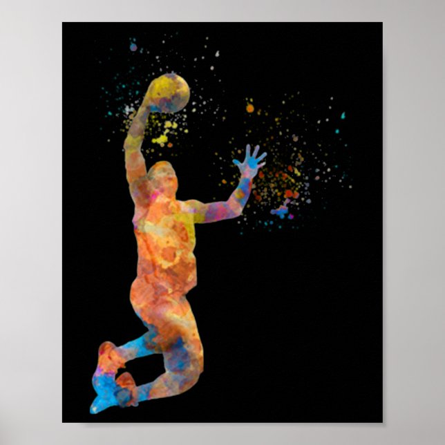 Basketball Player In Watercolor Playing  Poster (Front)