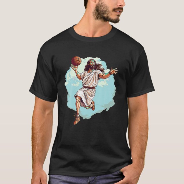 Basketball Player Jesus Hoops Playing BBall Lord a T-Shirt (Front)