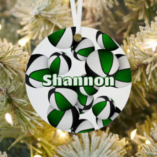 basketball player keepsake green black team colour metal tree decoration