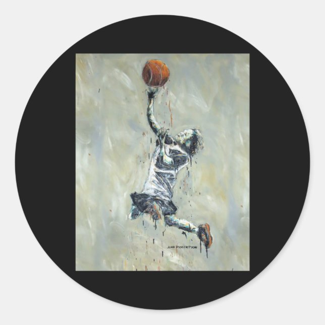Basketball Player Layup Shot  Classic Round Sticker (Front)