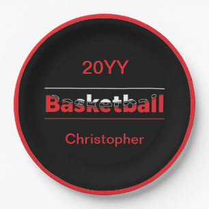 Basketball Player - Minimalist Geometric Arch Paper Plate