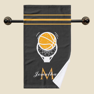 Basketball Player Name & Initial Striped Team Game Hand Towel