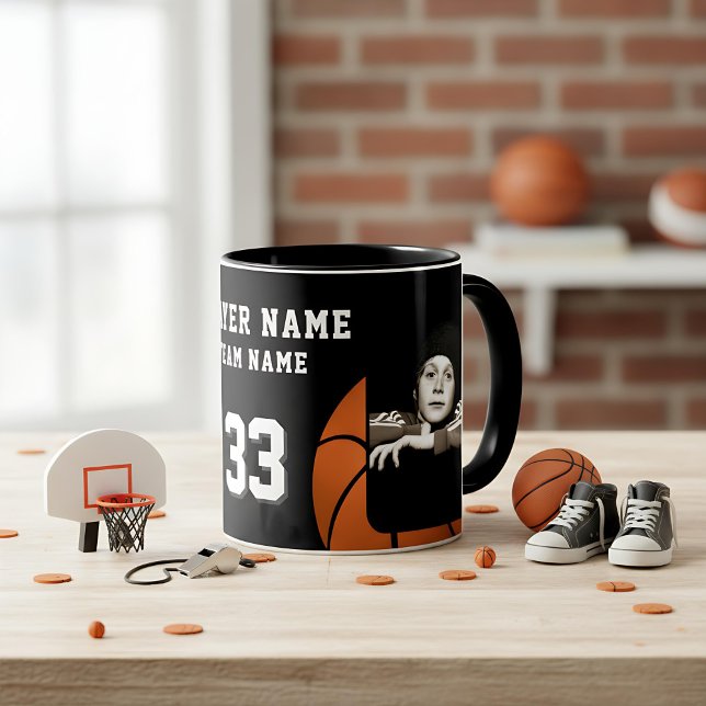 Basketball Player Name Number Team 2 Photos Mug (Creator Uploaded)