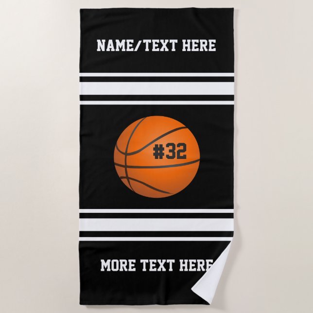 Basketball Player Name Number Team Name Custom Beach Towel (Front)