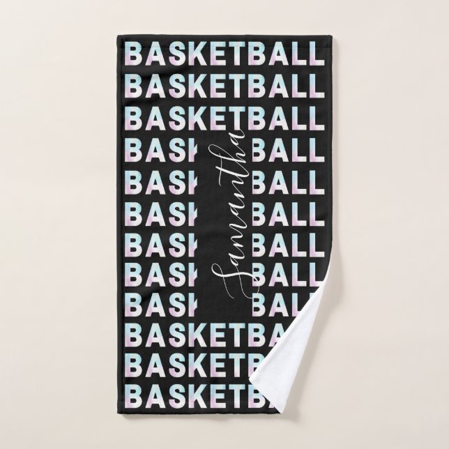 Basketball Player Name Personalised Holograph Neon Hand Towel (Hand Towel)
