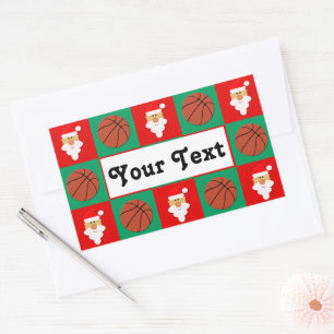 Basketball Player Name Santa Sports Christmas Gift Rectangular Sticker