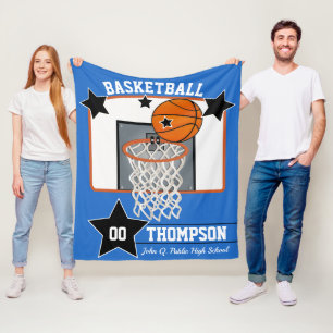 Basketball Player Name School and Jersey Number Fleece Blanket