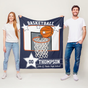 Basketball Player Name School and Jersey Number Fleece Blanket