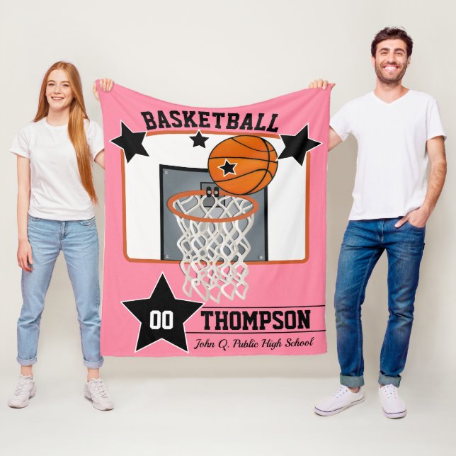 Basketball Player Name School and Jersey Number Fleece Blanket (In Situ)
