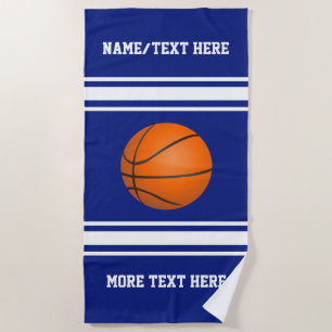 Basketball Player Name Team Name Custom Colour Beach Towel
