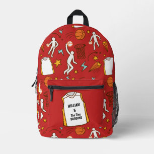 Basketball Player Personalised Name Number Subject Printed Backpack