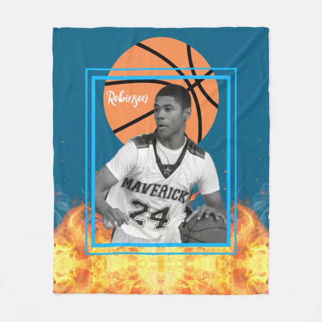 Basketball Player Personalised Photo Fleece Blanket (Front)