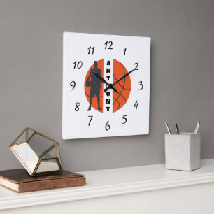  Basketball Player Personalised Square Clock
