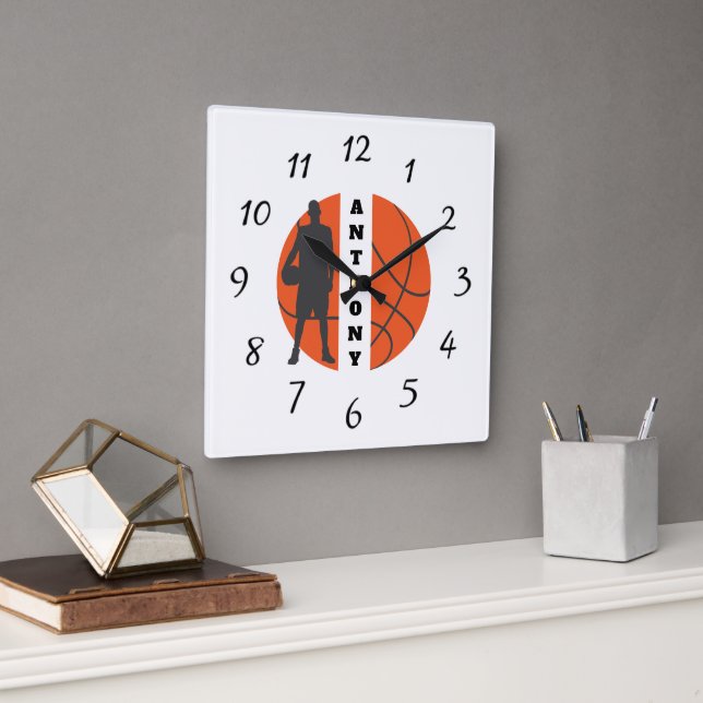  Basketball Player Personalised Square Clock (Office)