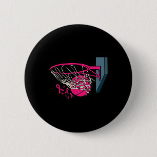 Basketball Player Pink Ribbon Breast Cancer Awaren 6 Cm Round Badge