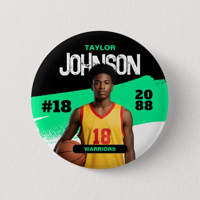 Basketball Player Senior Night Custom Photo Sports 6 Cm Round Badge (Front)